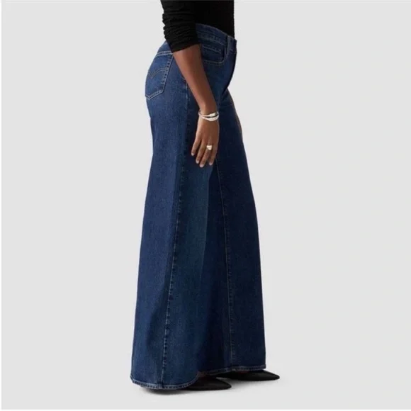 LEVIS Jeans Wide Leg NWT High Rise 728 Premium Woodstock Dark Wash Blue Size 27 - Picture 3 of 16